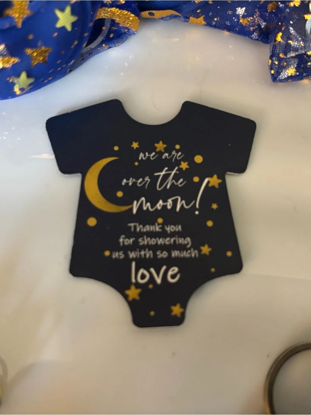 Over the Moon Keychain Party Favors Yellow Star & Blue Moon